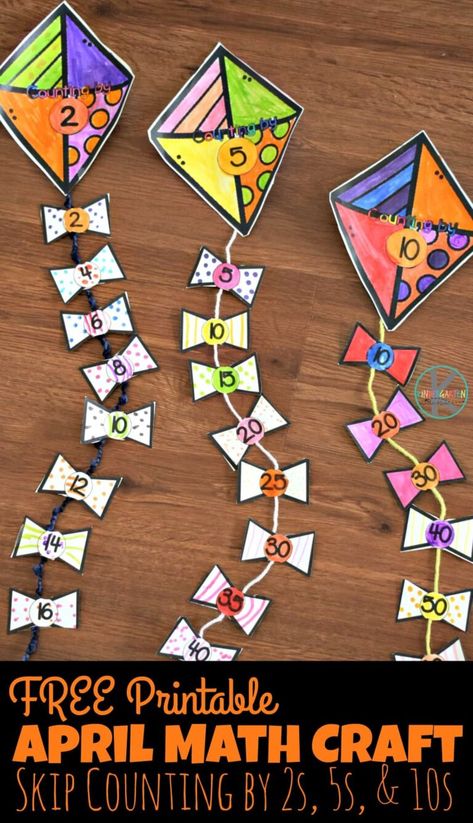 Math Art Activities, Skip Counting Activities, Kindergarten Math Free, Kindergarten Math Games, Spring Math, Math Crafts, Crafts Preschool, Skip Counting, Kindergarten Math Activities