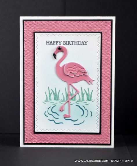 Flamingo Birthday Card, Flamingo Cards, Creative Birthday Cards, Flamingo Birthday, Summer Cards, Bird Cards, Card A, Birthday Cards Diy, Stamping Up Cards