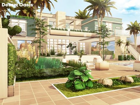 Oasis House Sims 4, Sims Freeplay Desert House, Desert Home Sims 4, Sims 4 Desert House, Sims 4 Desert Mansion, Oasis Spring House Sims 4, Lotes The Sims 4, The Sims 4 Lots, Desert Oasis