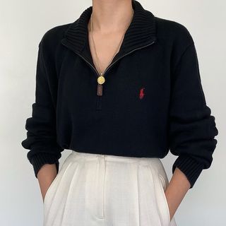 Gorgeous vintage camel pure wool single-breasted blazer with two flap pockets. Amazing subtle herringbone pattern throughout. Beautiful… Ralph Lauren Zip Up Sweater, Zipper Outfit, Ralph Lauren Half Zip, Ralph Lauren Zip, Half Zip Sweaters, Zip Up Sweater, Herringbone Pattern, Leather Zipper, Zip Sweater