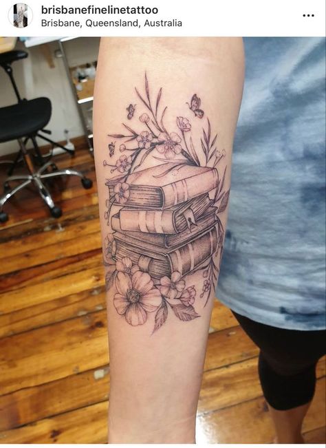 Book Inspired Tattoos, Reading Tattoo, Rabe Tattoo, Bookish Tattoos, Literary Tattoos, 4 Tattoo, Red Ink Tattoos, Book Tattoo, Elegant Tattoos