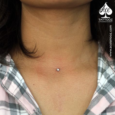 Tattoo With Dermal Piercing, Neck Dermal Piercing, A Lot Of Piercings, Dermal Piercing Chest, Chest Dermal, Neck Piercing, Pretty Piercings, Chest Ideas, Dermal Anchor