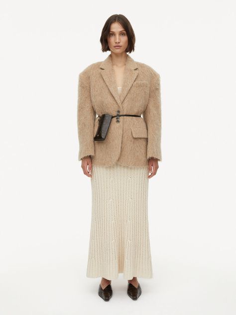 Biena single-breasted blazer Short Coat Outfit, Knitted Blazer, Maxi Skirt Style, Outfit Formulas, Winter Outfit Inspiration, Knit Blazer, Malene Birger, By Malene Birger, Fashion Images