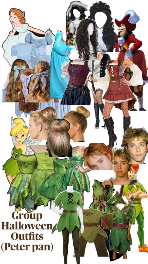 Peter Pan Halloween Costumes, Peter Pan Halloween, Group Halloween Costume Ideas, Peter Pan Costumes, Peter Pan Costume, Group Costumes, Group Halloween Costumes, Halloween Inspo, Halloween Costume Ideas