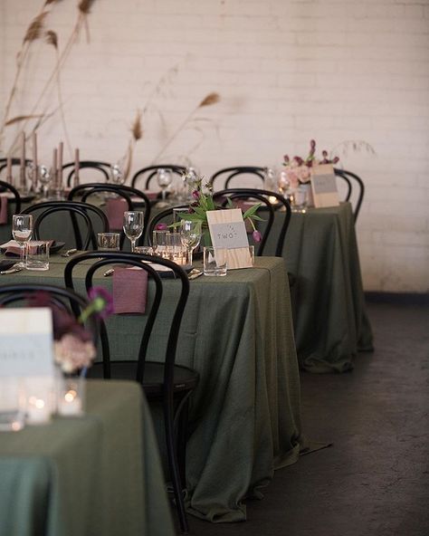 Styling @sketchandetchcreative product shoot was a blast! Working with such beautiful products never feels like work. Design & Styling 🙋🏻 📷… Green Tablecloth Wedding, Olive Green Table, Black Wedding Table, Natural Vibes, Black Chairs, Green Tablecloth, Ghost Chairs, Wedding Table Linens, Wedding Tablecloths