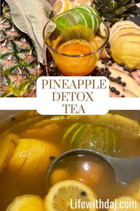 Pineapple Water Recipe, Detox Tea Benefits, Pineapple Detox, Pineapple Tea, Ginger Detox, Detox Tea Recipe, Skin Tea, Skin Drinks, Pineapple Water