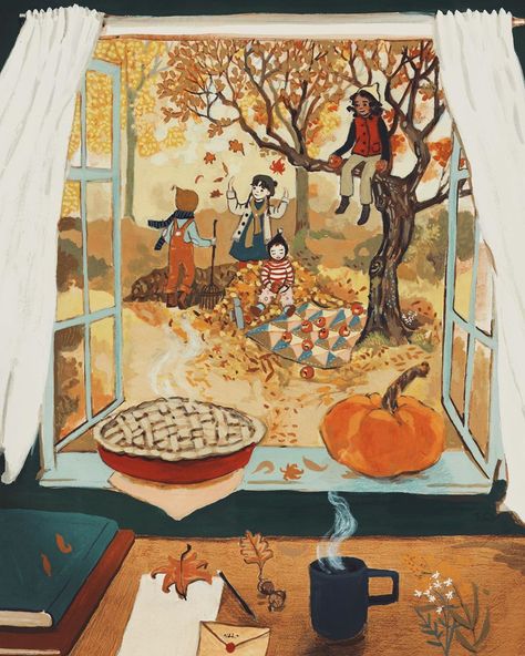 Autumn Illustration, 수채화 그림, Dessin Adorable, Autumn Cozy, Autumn Art, Gouache Painting, Whimsical Art, Autumn Inspiration, 귀여운 동물