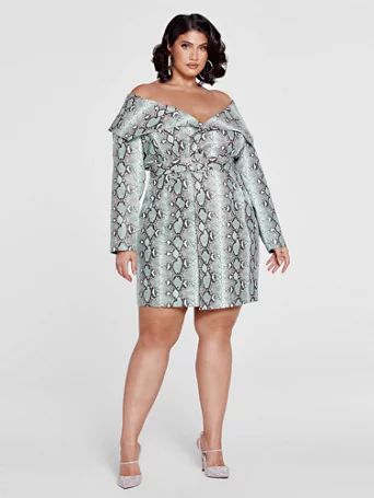 Patrick Starrr, Figure Dress, Skort Dress, Fashion To Figure, Printed Wrap Dresses, Little White Dresses, Dyed Dress, Snakeskin Print, Ruched Dress