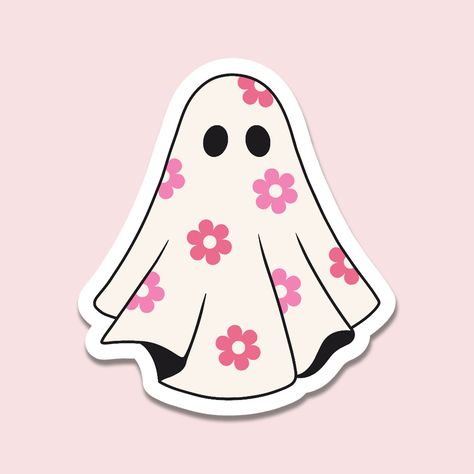 Cute Ghost Vinyl Sticker - Perfect for Laptops, Water Bottles, Notebooks, Kindle and more. Add a touch of spooky cuteness to your belongings with this adorable Ghost Vinyl Sticker! Perfect for Halloween or any time you want to bring a little ghostly charm into your life.  This charming sticker is perfect for anyone who loves cute and spooky things. It would make a delightful stocking stuffer or a cute addition to a Halloween Boo basket. Our stickers are made from high-quality vinyl with an added Kawaii, Cute Ghost Design, Halloween Stickers Printable Free, Cute Ghost Aesthetic, 70s Stickers, Cute Ghost Stickers, Halloween Stickers Printable, Circuit Stickers, Cute Little Stickers