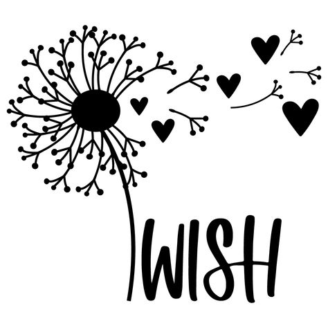 Wish Flower, Dandelion Svg, Make A Wish Dandelion, Wish Dandelion, Vinyle Cricut, Cricut Svg Files Free, Idee Cricut, Dandelion Wish, Butterflies Svg