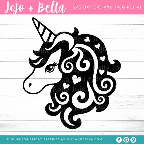 Unicorn SVG - SVG, Dxf, Eps, Jpeg, Png, Ai, P Cricut Stencil, Pyjamas Party, Cricket Projects, Unicorns Png, Head Silhouette, Cricut Images, Unicorns Clipart, Unicorn Crafts, Cricut Tips