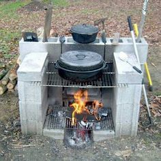 Cinder Block Fire Pit, Diy Outdoor Fireplace, Cinder Blocks, Outdoor Stove, Outdoor Oven, Fire Pit Designs, Rocket Stoves, Cinder Block, Backyard Diy Projects