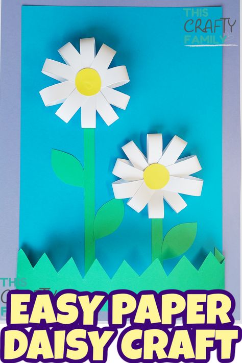 Cute and easy to make paper daisy craft idea for kids! A fun spring or summer craft for children. Kindergarten Art Activities, Flowers Paper Craft, Spring Arts And Crafts, Spring Flower Crafts, Prek Crafts, April Crafts, Make Paper Flowers, Paper Daisy, Daisy Art