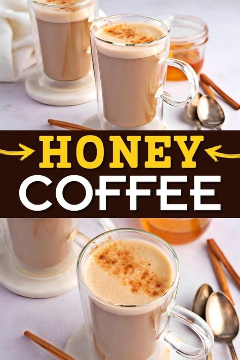 Honey coffee is the best way to start your day! With only 6 simple ingredients, it's easy to make. And every sip is rich, roasted, sweet, and uplifting. Honey Iced Coffee Recipe, Honey Coffee Recipe, Honey In Coffee, Honey Iced Coffee, Coffee With Honey, Honey Coffee, Cinnamon Coffee, Warm Drinks, Milk Alternatives