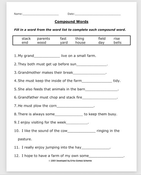 Zelda Language, English Conversation Worksheets, 2nd Grade Reading Worksheets, Compound Words Worksheets, 6th Grade Worksheets, Words Worksheet, Kindergarten Phonics Worksheets, Teaching English Grammar, English Conversation