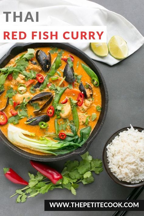 This vibrant spicy Thai Red Fish Curry is ready in just 20 minutes and makes a fantastic option for a quick meal. #dairyfree #glutenfree thepetitecook.com Thai Fish Recipe, Thai Fish Curry, Thai Curry Recipes, Thai Fish, Fish Curry Recipe, Red Thai, Spicy Thai, Fish Curry, Thai Curry