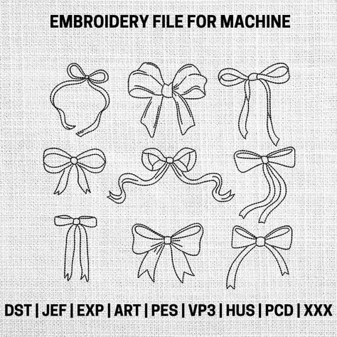 Embroider cute ribbon bows on your clothes, bags, and other projects! #embroidery #ribbonbow . #How_To_Embroider_Bows #Embroidery_Bow #Bow_Embroidery #Coquette_Bow Coquette Embroidery, Bow Embroidery Design, Embroidery Bow, Painting Ceramics, Bow Sweatshirt, Bow Embroidery, Chara Design, Cute Ribbon, Cute Embroidery