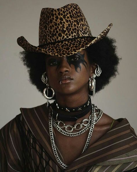 F U N K Y  T O W N  R O A D [swipe]  Toni Smith ahot by Ace Amir, styled by Jahulie  Elizalde, MUA by ChristynaKay...Love it! @spadestudios… Goth Cowboy, Billy Kidd, Black Cowboys, Cowboy Aesthetic, Black Cowgirl, Cowgirl Aesthetic, Afro Punk, Ex Machina, Black Excellence