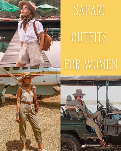 Safari Woman Outfit, Jungle Safari Costume Women, Cute Jungle Outfits, Safari Themed Costumes, Safari Travel Outfit, Safari Evening Outfit, Safari Fashion Women Outfits, Safari Theme Dress Up, Summer Safari Outfit