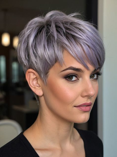 Funky Pixie Cut 2024, Short Pixie With Long Bangs, Pixie Hairstyles 2024, Funky Pixie Cut Fine Hair, Short Funky Pixie Haircut, Pixie Cut 2024, 2024 Pixie Cut, Summer Pixie Cut, Short Pixie Haircuts For Fine Hair