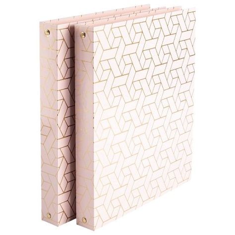 Geometric Pink Ring Binder | Back to school supplies in pink Cute Binders For School, Binders For School, Aesthetic Binder, Cute Binders, Pink Binder, Pink Sticky Notes, Pink Office Supplies, Fancy Aesthetic, School Backpack Essentials