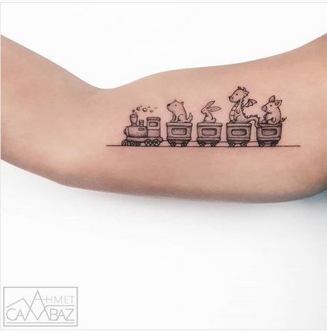 Cute tat Dr Tattoo, Train Tattoo, Nape Tattoo, Elements Tattoo, Dotwork Tattoo, Tattoo For Son, Arm Band Tattoo, Calf Tattoo, Dot Work Tattoo