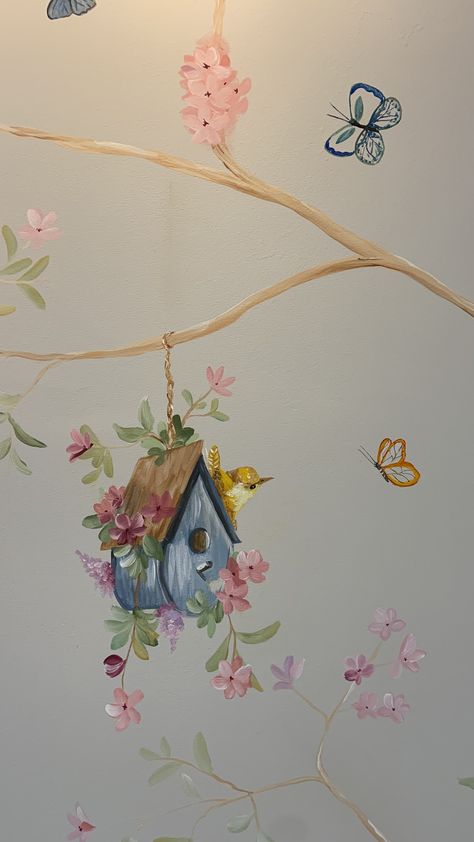 Mural In Living Room, Fairy Mural Kids Rooms, Cool Wall Painting Ideas Bedroom, Diy Painted Mural, Mural Art Bedroom Ideas, Small Mural Ideas, Cool Wall Painting Ideas, Baby Room Mural, Fairy Mural