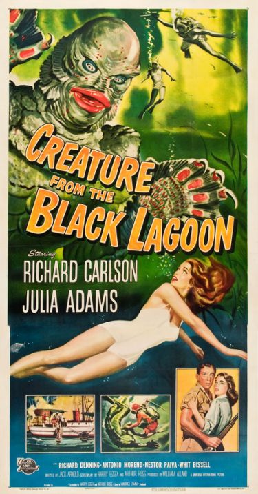 Creature From The Black Lagoon Poster, Universal Monsters Movie Posters, Creature Black Lagoon, Heritage Poster, Creature From The Black Lagoon, Horror Vintage, The Black Lagoon, Old Movie Posters, Film Vintage