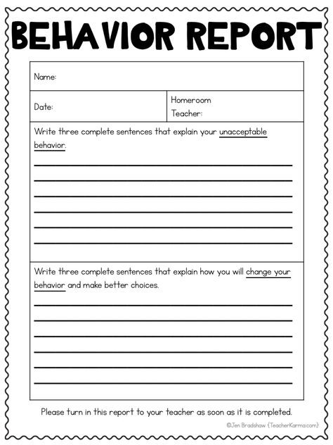 Student Behavior Forms: Stop the Crazies! - Classroom Freebies Student Behavior Contract, Behavior Documentation, Behavior Reflection Sheet, Classroom Behavior Management System, Behavior Report, Behavior Reflection, Teaching Classroom Management, Behavior Plans, Effective Classroom Management