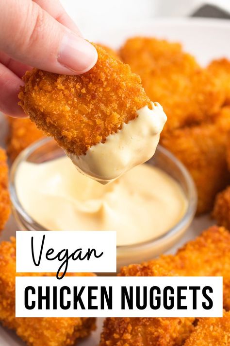 These Vegan Tofu Nuggets will replace any craving you have for chicken nuggets! Flavorful on the inside and crispy on the outside. Let's make some vegan chicken nuggets using one of my favorite meatless proteins: tofu! Marinated to taste like chicken, breaded to be flavorful and crispy, and fried to golden perfection. Tofu Chicken Nuggets, Vegetarian Nuggets, Healthy Airfryer, Vegan Nuggets, Tofu Nuggets, Vegan Chicken Nuggets, Fried Chicken Nuggets, Tofu Chicken, Tofu Recipes Vegan