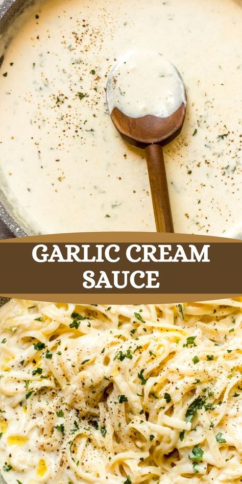 Lemon Garlic Cream Sauce, Garlic Cream Sauce Recipe, Cream Sauce Recipe, Cream Sauce Pasta, Lemon Cream Sauces, Garlic Sauce Recipe, Quick And Easy Meals, Cream Pasta, Garlic Cream Sauce