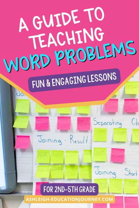 I frequently see 3rd and 4th grade students immediately try to find a solution, rather than thinking about the meaning of the problem. This blog post breaks down the steps to teaching word problems to your students so that they are able to effectively break down and solve them. Includes: addition & subtraction, action & nonaction word problems, multiplication & division, and writing word problems activities.

Stop at my blog for more details on word problems for second, third, and fourth grade. Third Grade Word Problems, Noun Activities, Word Problem Games, Word Problems 3rd Grade, Math Problem Solving Activities, Word Problem Strategies, Teaching Word Problems, Inequality Word Problems, 3rd Grade Words