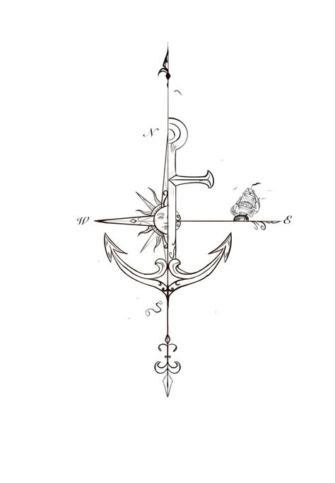 Hope Anchors The Soul Tattoo, Simple Compass Tattoo Men, Compass With Anchor Tattoo, Cross And Anchor Tattoo, Tattoo Ideas Anchor, Compass Anchor Tattoo Design, Compass And Anchor Tattoo, Anchor And Compass Tattoo, Minimalist Compass Tattoo