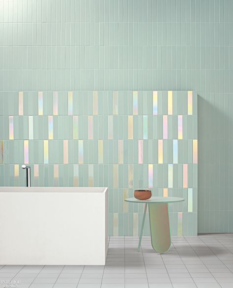 Nemo Tile + Stone Casts a Holographic Spell in its Glow Collection Iridescent Tile, Tile Trends, Tile Companies, Ceiling Tile, Ceramic Wall Tiles, Subway Tile, Stone Tiles, Decor Rustic, Interior Design Trends