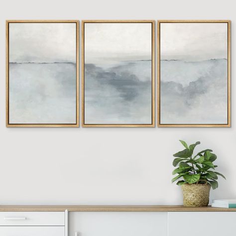 Studio Mcgee Dupe Abstract Wall Art Living Room, Minimal Landscape, Rent House, Art Above Bed, Minimalist Watercolor, Landscape Abstract, Gray Paint, Paint Strokes, Pastel Watercolor