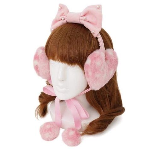 Pink Winter Coat, Hairpin Accessories, Lolita Outfits, Pink Winter, Kawaii Core, Digital Closet, Ear Muffs, Pastel Fashion, Dress Up Dolls