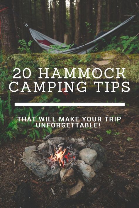 Hammock camping is amazing! It's lightweight and creates an entirely different experience than tent camping. With these 20 hammock camping tips, you can make your camping trip unforgettable! Zelt Camping Hacks, Hammock Camping Gear, Zelt Camping, Camping Bedarf, Camping Tricks, Camping For Beginners, Canoe Camping, Camping 101, Camping Diy