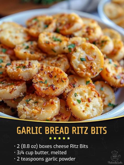 Easy and tasty recipes | Garlic Bread Ritz Bits | Facebook Crispy Garlic Bread Ritz Bits Delight, Crispy Garlic Bread Ritz Bits, Garlic Bread Ritz Bits 12 Tomatoes, Garlic Bread Ritz Crackers, Salty Snacks To Make, Garlic Bread Ritz Bits, Savory Snacks Easy Quick, Ritz Cracker Appetizers, Recipes Garlic Bread