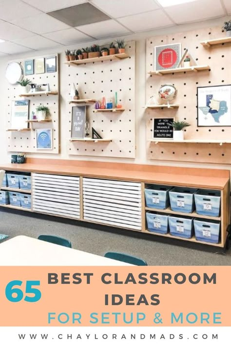 Discover new classroom ideas for setup, classroom management, decor, organization, and fun!  This includes ideas for the classroom whether it is preschool, middle school, elementary and even high school. Classroom Organization Middle School Science, Classroom Decoration Middle School, Shared Classroom Setup, 8th Grade Ela Classroom Setup, Classroom Pegboard Ideas, Junior Classroom Set Up, Classroom Decor High School Aesthetic, Cool Middle School Classrooms, Middle School Math Classroom Decorating Ideas