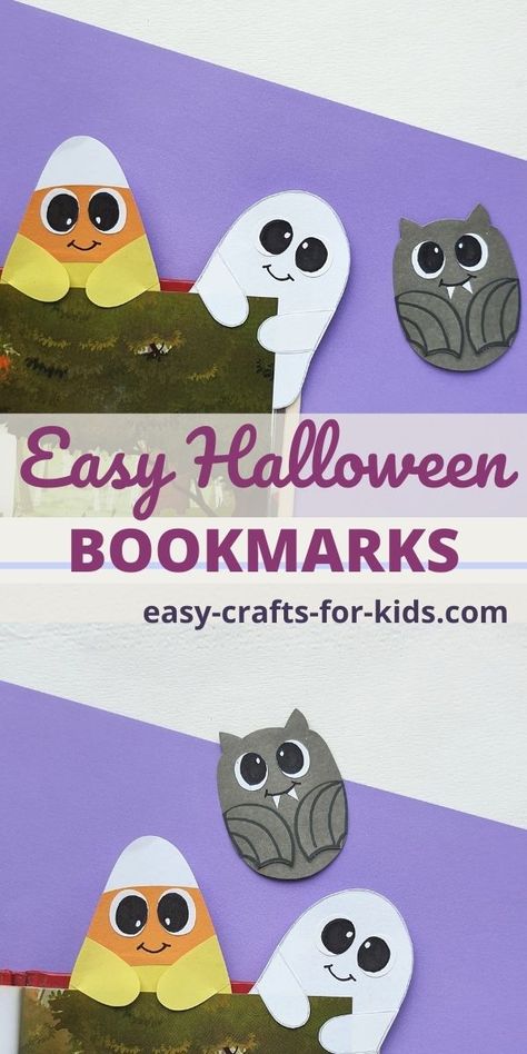 Halloween Crafts Bookmarks, Halloween Diy Bookmarks, Halloween Corner Bookmarks, Halloween Bookmark Craft, Fall Bookmark Craft, Fall Bookmarks Diy, Halloween Bookmarks Diy, 1st Grade Halloween Crafts, 3rd Grade Halloween Crafts