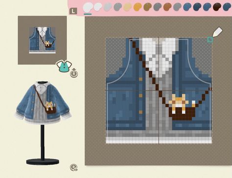 Acnh Custom Design Template, Acnh Designs Tutorial, Acnh Villager Custom Designs, Animal Crossing Clothes Template, Pixel Art Animal Crossing Clothes, Animal Crossing Pixel Clothes, Acnh Clothes Design Tutorial, Acnh Clothes Design Pixel, Easy Animal Crossing Clothes