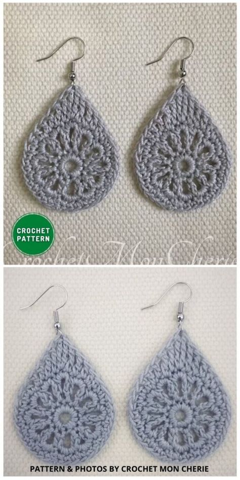 Crochet Jewlery, Crochet Jewelry Patterns, Crochet Earrings Pattern, Crochet Goodies, Crochet Simple, Crochet Design, Earring Tutorial, Free Crochet Patterns, Cotton Crochet