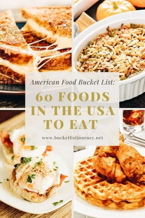 American Food Bucket List: 60 Foods in the USA to Eat American Starters Food, American Restaurant Food, Southern American Food Recipes, American Healthy Food, American Cuisine Food, American Food Dinner, All American Meals, American Classic Recipes, Classic American Dishes