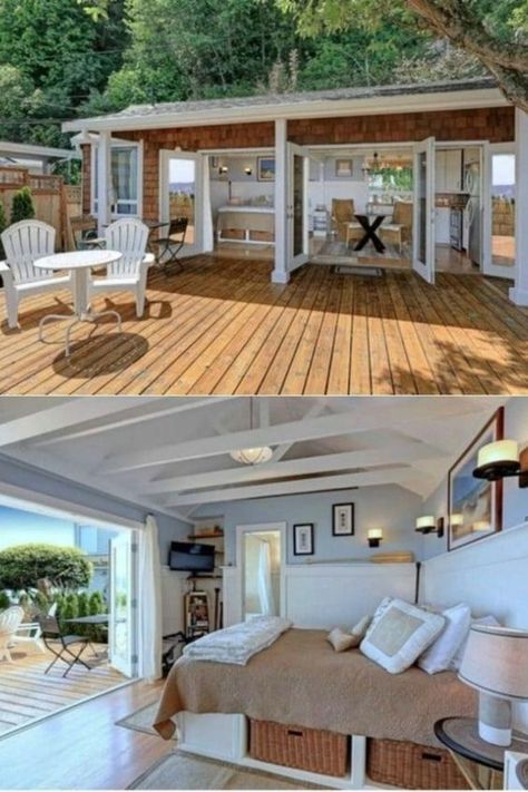 Bungalow Backyard, Tiny Beach House, Tiny House Inspiration, Backyard Deck, Tiny House Interior, Tiny House Cabin, Deck Ideas, Tiny House Living, Tiny House Plans