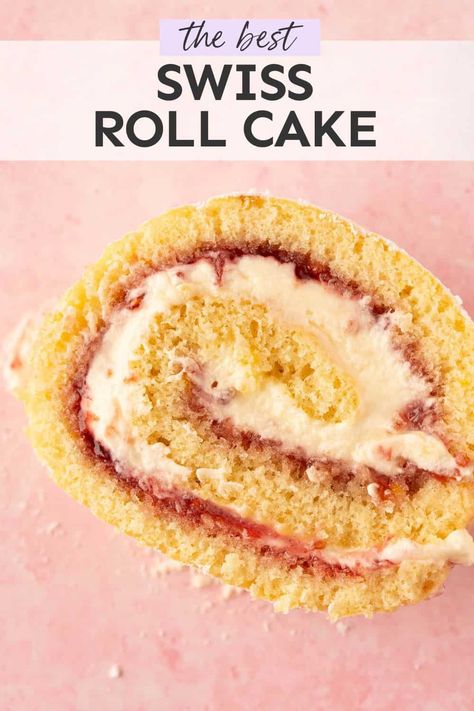 Learn how to make a beautiful, swirled Vanilla Swiss Roll Cake that doesn't crack! This simple genoise sponge is baked, rolled and filled with jam and vanilla whipped cream. Recipe from sweetestmenu.com #cake #cakeroll #swissroll Sponge Roll Cake Recipe, Vanilla Swiss Roll Recipe, Vanilla Swiss Roll, Rolled Cake, Whipped Cream Cake, Sponge Cake Roll, Genoise Sponge, Swiss Roll Cakes, Chocolate Christmas Cookies