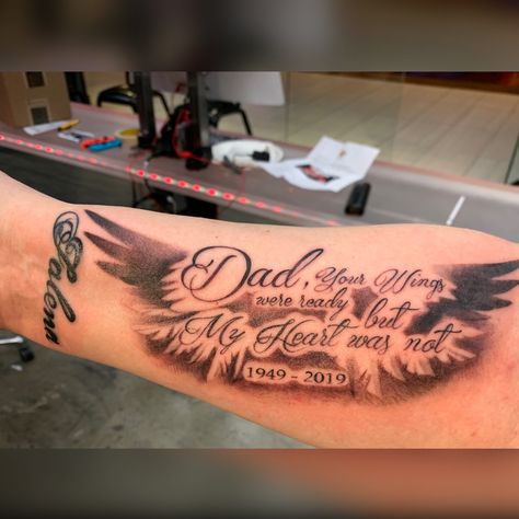 Rip Tattoos For Dad, Dad Daughter Tattoo, Tattoos For Dad Memorial, Rip Dad, In Loving Memory Tattoos, Rip Tattoo, Father Tattoos, Remembrance Tattoos