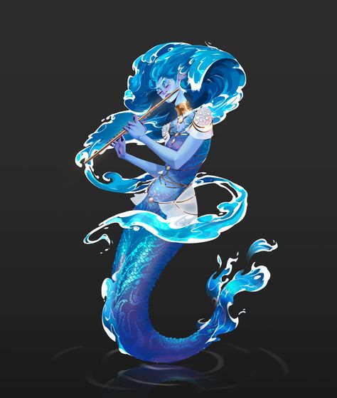 ArtStation - MerMay 2024, Veronika I Mermay 2024, Drawing Mermaids, Water Serpent, The Art Showcase, Air Stone, Mythical Creatures Fantasy, Art Showcase, Humanoid Creatures, Water Spirit