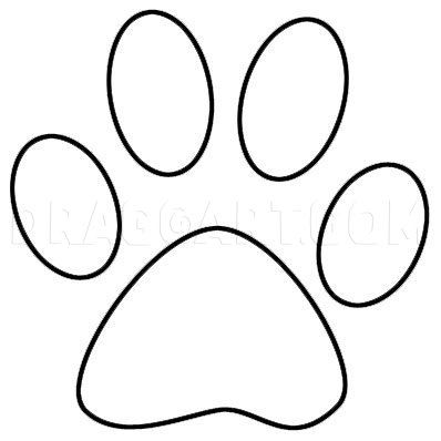 Draw A Paw Print, Step by Step, Drawing Guide, by Dawn | dragoart.com Paw Print Line Drawing, Dog Prints Paw, Cats Paws Drawing, Dog Paw Drawing Easy, Dog Feet Drawing, Paw Print Painted Rocks, Paw Print Drawing, Crazy Dachshund, Dog Paw Drawing