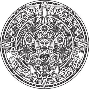 Mandalas Coloring Pages for Adults - Page 6 Mexican Mandala, Aztec Drawing, Aztec Artwork, Aztec Symbols, Mayan Tattoos, Snake Coloring Pages, Aztec Tattoo Designs, Ethnic Pattern Design, Maya Art