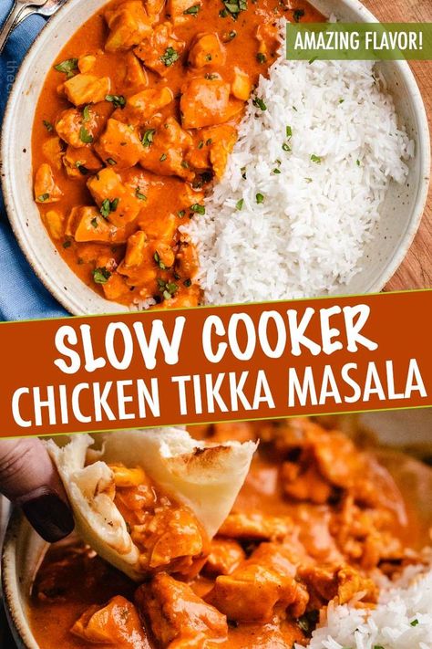 Tikka Masala Crockpot, Slow Cooker Tikka Masala, Slow Cooker Chicken Tikka Masala, Poulet Tikka Masala, The Chunky Chef, Chunky Chef, Easy Slow Cooker Chicken, Chicken Masala, Chicken Tikka Masala